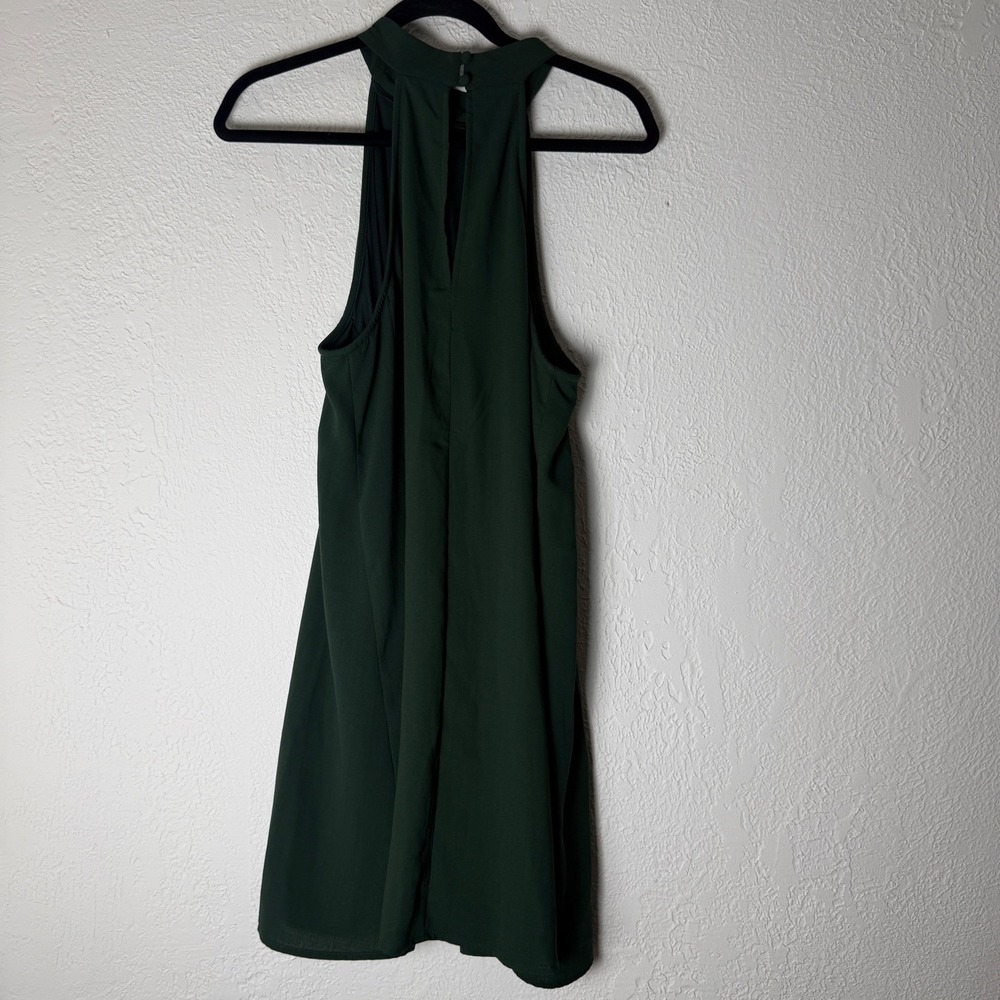 Lulus Women's L Forest Green High Neck Dress Keyhole Back Bridal Wedding Guest - Picture 2 of 5